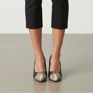 Coach Leather Pumps with Snake-Embossed Toe – Black – Size 6B – 3” Heel